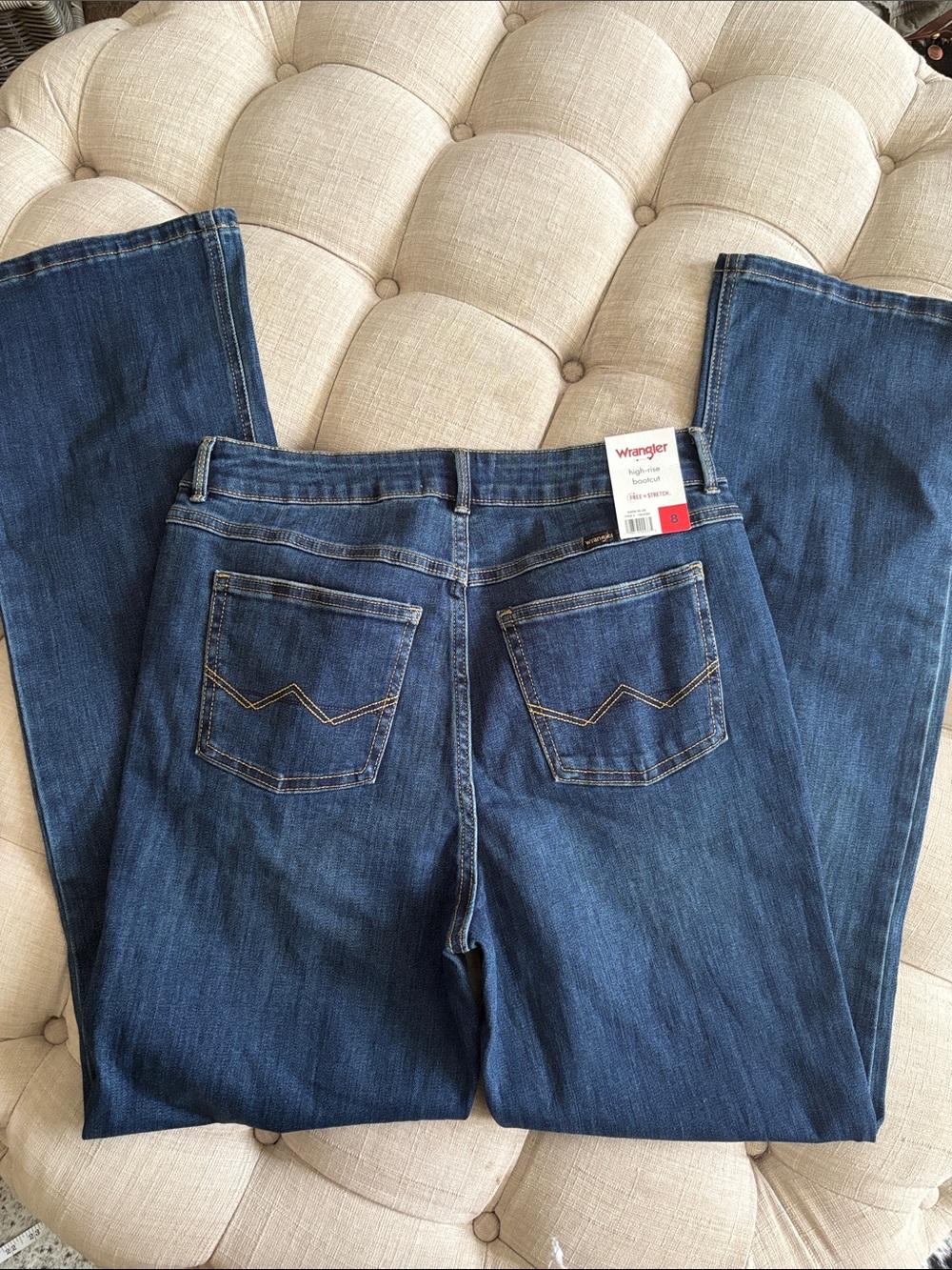 Wrangler Women’s Dark Blue Boot Cut Jeans with Signature Back Stitch